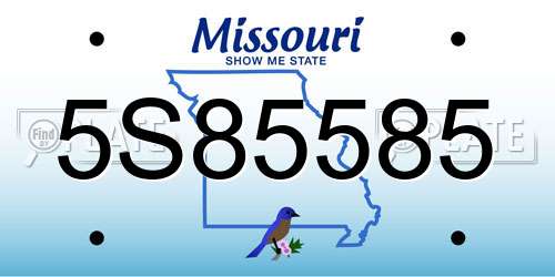 5S85585 Missouri License Plate