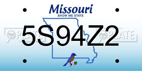 5S94Z2 Missouri License Plate