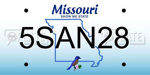 5SAN28 Missouri License Plate