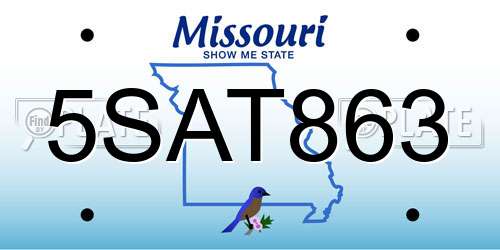 5SAT863 Missouri License Plate