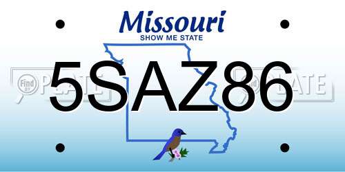 5SAZ86 Missouri License Plate