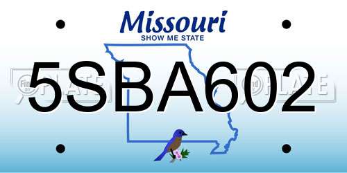 5SBA602 Missouri License Plate