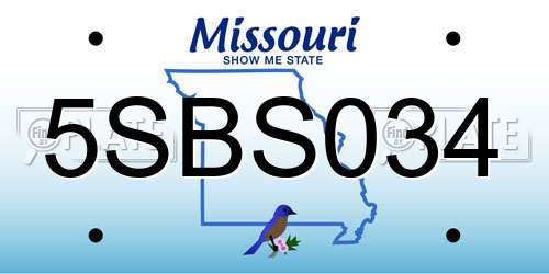 5SBS034 Missouri License Plate