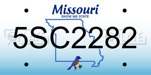 5SC2282 Missouri License Plate