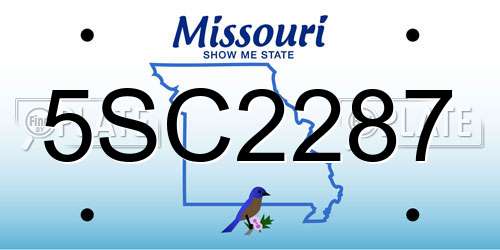 5SC2287 Missouri License Plate