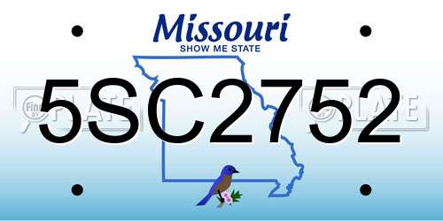 5SC2752 Missouri License Plate