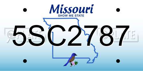 5SC2787 Missouri License Plate