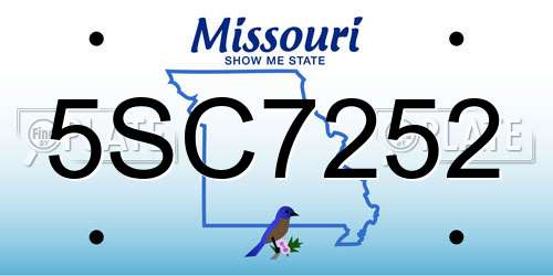 5SC7252 Missouri License Plate
