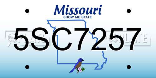 5SC7257 Missouri License Plate