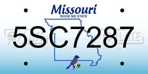 5SC7287 Missouri License Plate