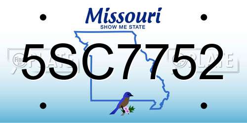 5SC7752 Missouri License Plate