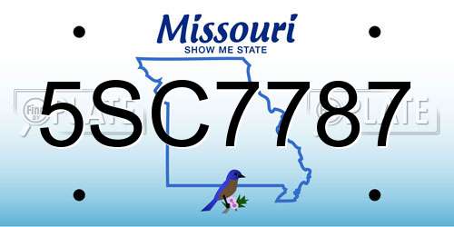 5SC7787 Missouri License Plate