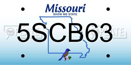 5SCB63 Missouri License Plate