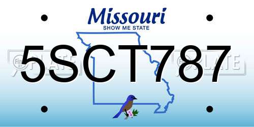 5SCT787 Missouri License Plate