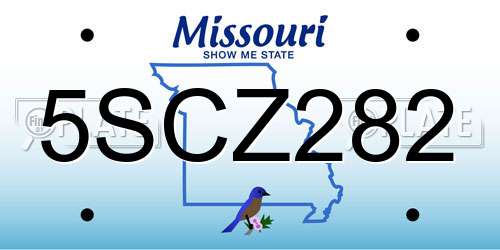 5SCZ282 Missouri License Plate