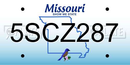5SCZ287 Missouri License Plate