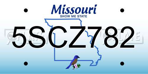 5SCZ782 Missouri License Plate