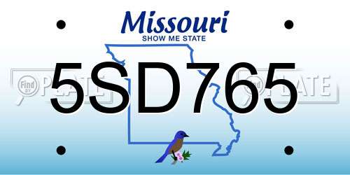 5SD765 Missouri License Plate