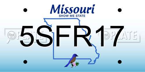 5SFR17 Missouri License Plate