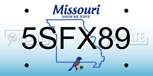 5SFX89 Missouri License Plate
