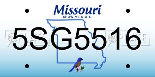 5SG5516 Missouri License Plate