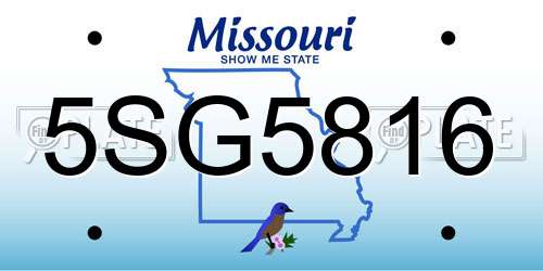 5SG5816 Missouri License Plate