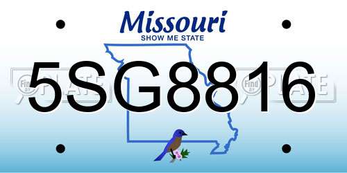 5SG8816 Missouri License Plate