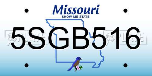 5SGB516 Missouri License Plate