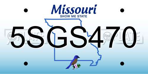 5SGS470 Missouri License Plate