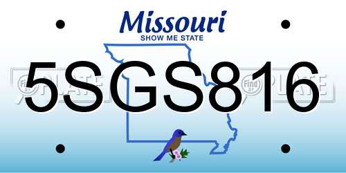 5SGS816 Missouri License Plate