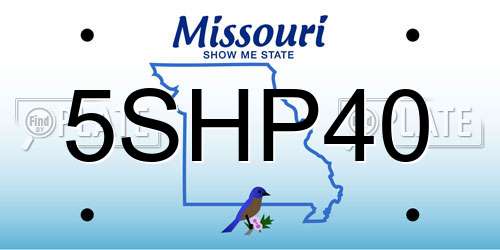 5SHP40 Missouri License Plate