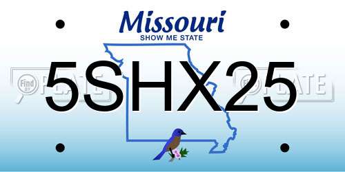 5SHX25 Missouri License Plate