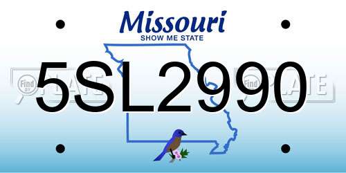 5SL2990 Missouri License Plate