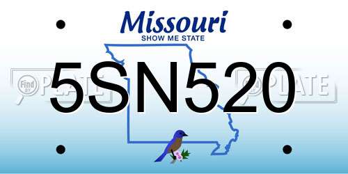 5SN520 Missouri License Plate