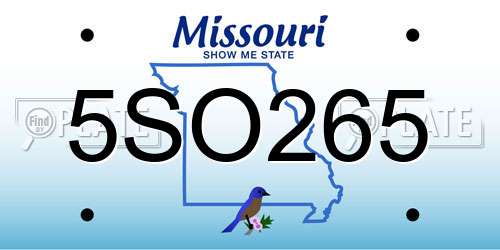 5SO265 Missouri License Plate