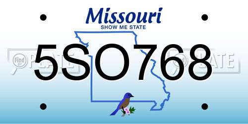 5SO768 Missouri License Plate
