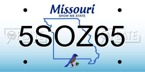 5SOZ65 Missouri License Plate