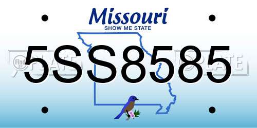 5SS8585 Missouri License Plate