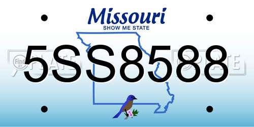 5SS8588 Missouri License Plate