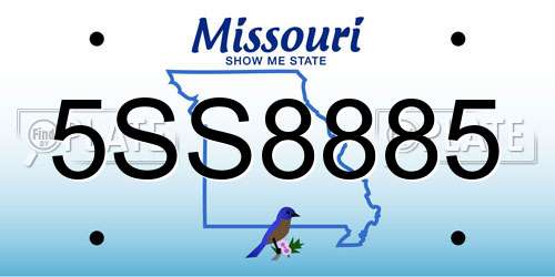 5SS8885 Missouri License Plate