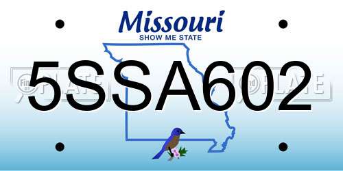 5SSA602 Missouri License Plate