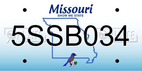 5SSB034 Missouri License Plate