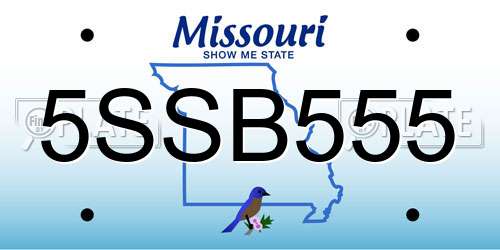 5SSB555 Missouri License Plate