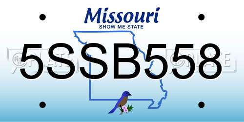 5SSB558 Missouri License Plate