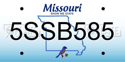 5SSB585 Missouri License Plate