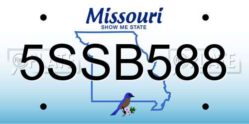 5SSB588 Missouri License Plate