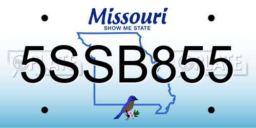 5SSB855 Missouri License Plate