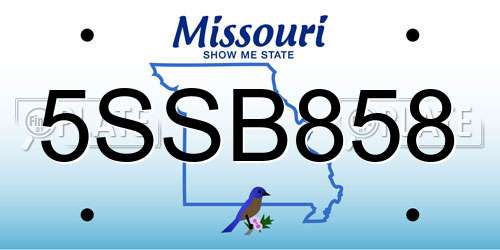 5SSB858 Missouri License Plate