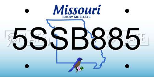 5SSB885 Missouri License Plate