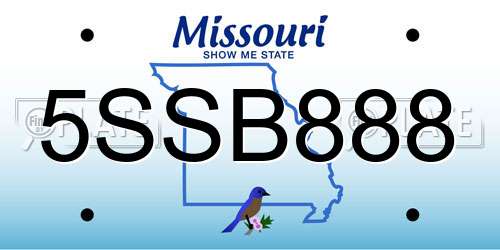 5SSB888 Missouri License Plate